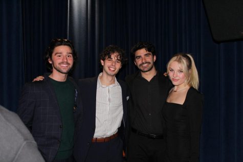 Lead contributors to DaVinci Street Productions beam at the premiere of “Make ‘Em Laugh.” (Pictured left to right: Max Celis, Enzo Goodrich, Evan Sellas, Isabella Siska).