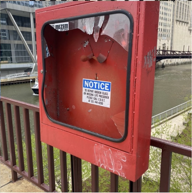 Grant Dean punched the glass barrier on the life preserver in a matter of seconds on Apr. 28.