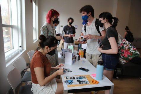 Students attend the first meeting of DePauls zine club on May 11.