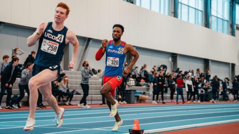 Jarel Terry races in the 400m dash preliminaries at the Big East Indoor Championship on Feb. 25, where he placed second.
