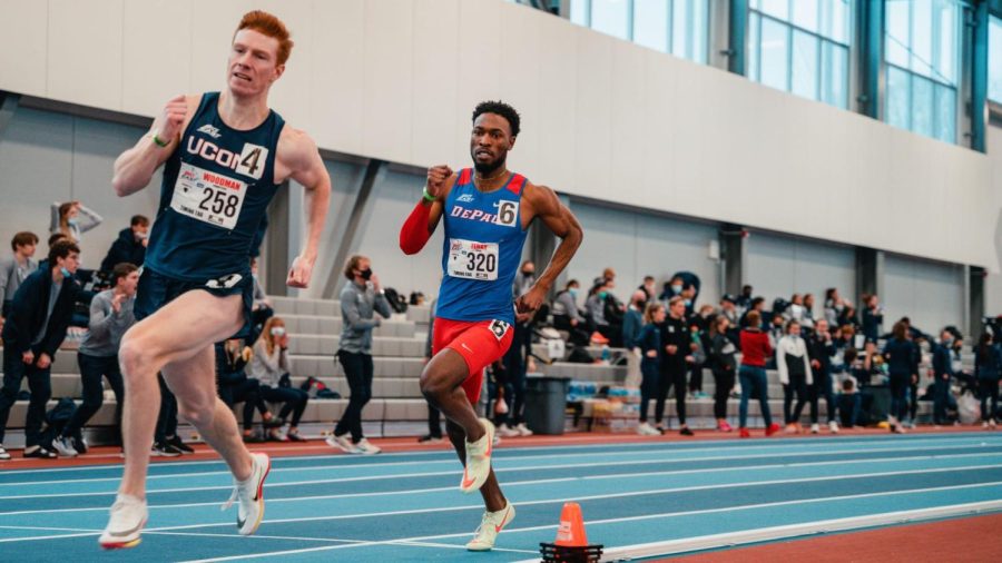 Jarel Terry races in the 400m dash preliminaries at the Big East Indoor Championship on Feb. 25, where he placed second.