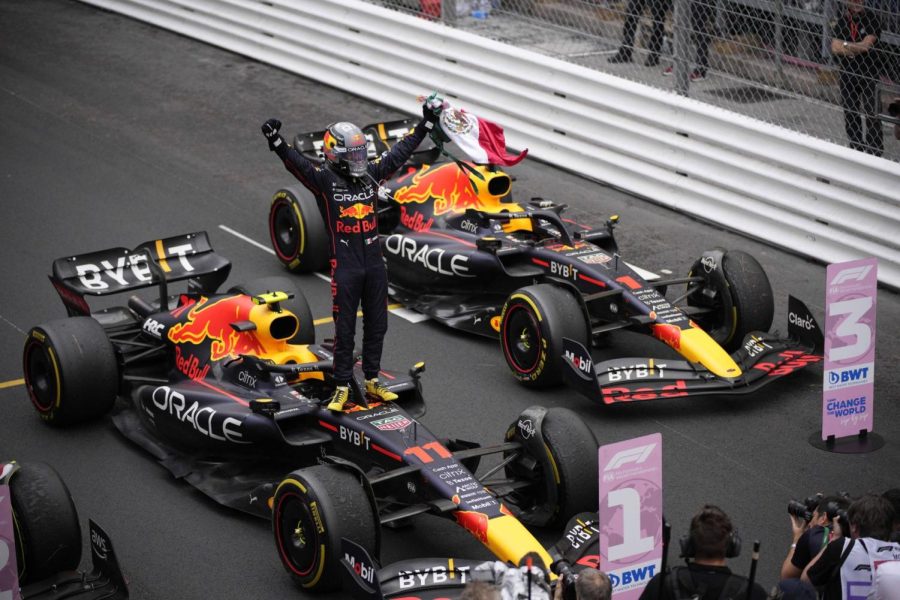 Photo+courtesy+of+AP+Photos%2FDaniel+Cole.+Sergio+Perez%2C+a+Formula+One+driver+from+Mexico%2C+stands+on+his+car+and+celebrates+after+his+win+at+the+Monaco+Formula+One+Grand+Prix+on+May+29