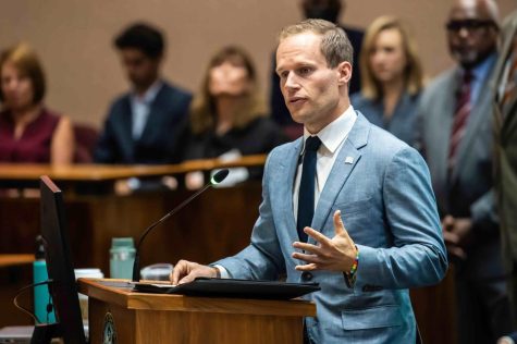 Ald. Timmy Knudsen (43rd) was sworn into the Chicago City Council at a City Council meeting on Sept. 21. Knudson is the first openly gay alderman for the 43rd Ward.