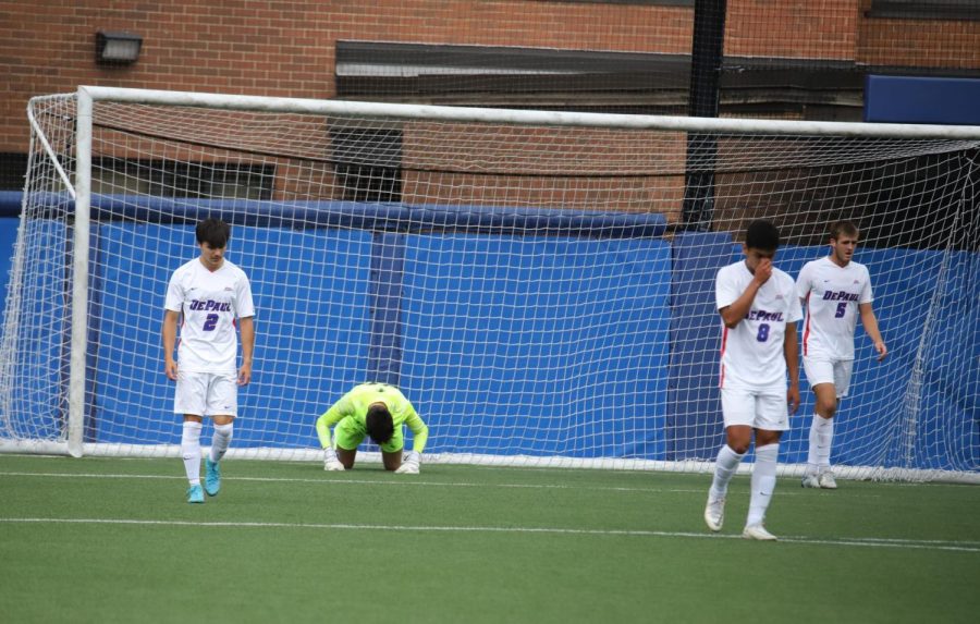 DePaul+defenders+hang+their+head+after+giving+up+a+second-half+half+goal+against+Penn+on+Sunday.