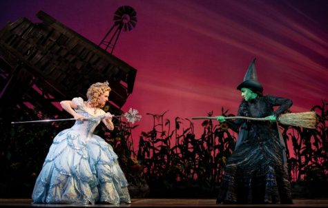Glinda (Jennafer Newberry, left) and Elphaba (Lissa deGuzman) reveal the origins of their friendship turned rivalry as seen in The Wizard of Oz.