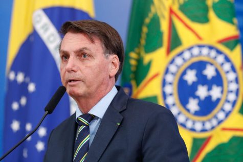 Jair Bolsonaro addresses the media at a press conference on April 16, 2020.