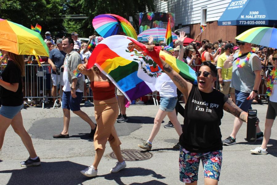 A Mexican Pride flag waved by members of the queer Latinx community.