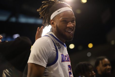 Junior forward DaSean Nelson was all smiles after his career-night against Villanova Tuesday. Nelson scored a career-high 24 points in the Blue Demons 75-65 rout over the Wildcats.