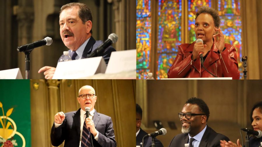 From+top+left%3A+Chuy+Garcia%2C+Lori+Lightfoot%2C+Paul+Vallas+and+Brandon+Johnson+were+just+four+of+the+nine+candidates+in+attendance+at+the+mayoral+forum+on+Saturday.+