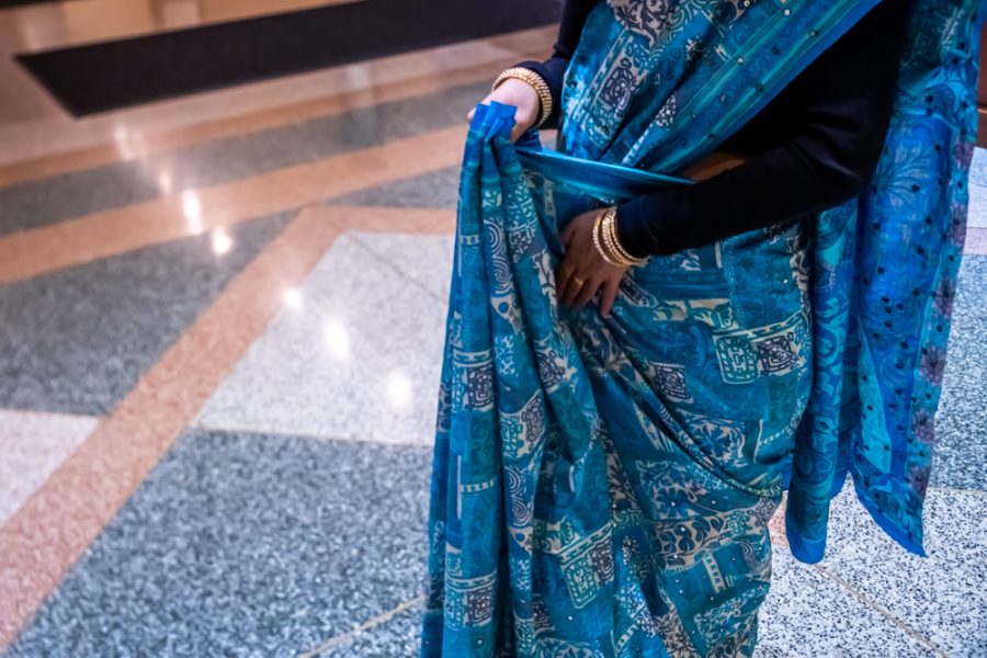 Nation and World Editor Ruchi Nawathe drapes her saree.
