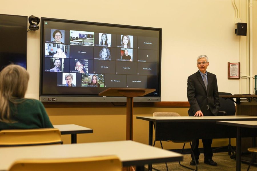 Jorge Villegas, one of four finalists for the College of Communication dean search, gave a presentation about future of the communication field on Wednesday, Feb. 1.