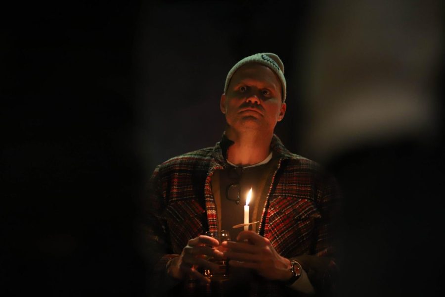A member of the MSU community listens to speakers at the vigil held by the Chicago Spartans on Feb 18.