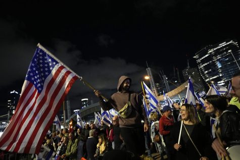 Protesters gathered in Tel Aviv, Israel to protest the Israeli government’s judicial overhaul.