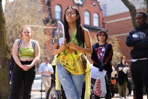 DePaul freshman Vanessa Ramon-Ibarra was one of many demonstrators at the student organized demonstration supporting faculty in wake of last weeks news of cuts to term faculty contracts.