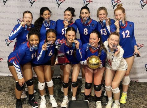 DePaul womens club volleyball poses after winning its first Division lAAA National Championship tournament since 1945 on April 15.