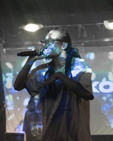 Local artist TYGKO performs raps and hip hop at the Bokkclub in Lakeview.