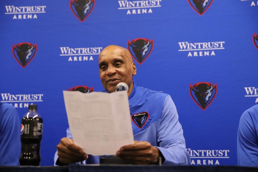 Men’s basketball coach Tony Stubblefield at a press conference in November.