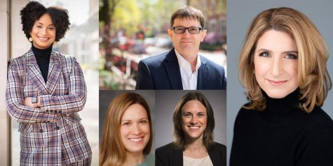 (Clockwise from left) DePaul faculty Autumn Cabell, Antonio Polo, Melissa Ockerman, (bottom row) Alexandra Novakovic and Rebecca Michel collaborated on the proposal.