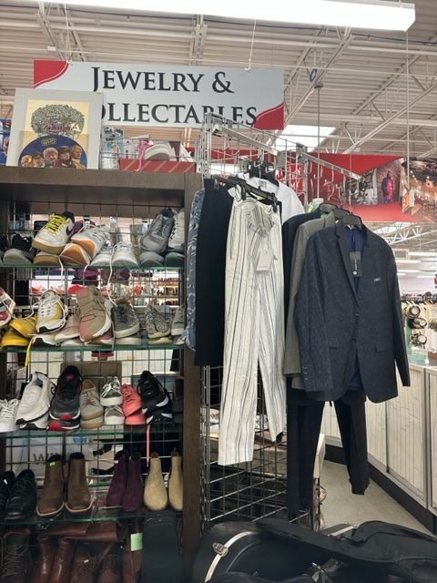 Clothing, jewelry and shoes on display at the Salvation Army Warehouse located near DePauls Lincoln Park campus.