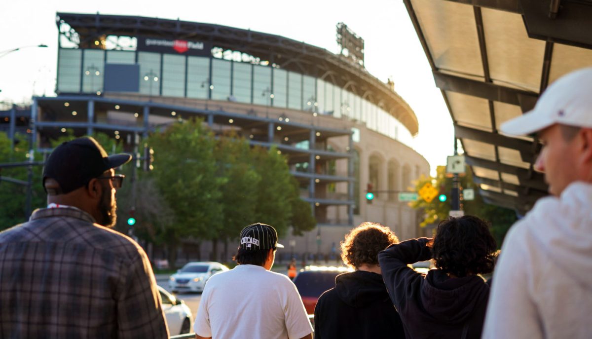 Sox fans walk from the red line stop to the stadium on Thursday, Sept. 14, 2023, in Chicago.