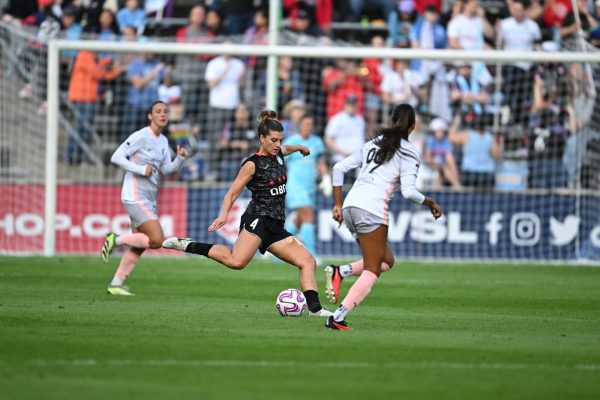 Chicago Red Stars Cari Roccaro possesses the ball during a Sept. 17 game against Angel City FC.
