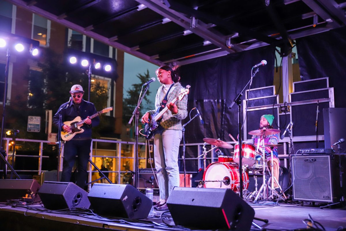 Living Thing band preforms at the Chicago International Film Festival Block Party. Among food venues, and the red carpet the outdoor venue provides live music for attendees.