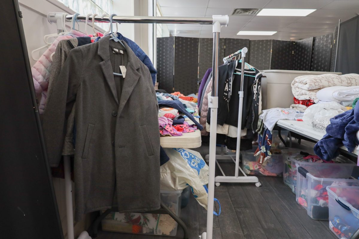 Clothing donations sit in New Life Centers building located at 2657 S Lawndale Ave on Jan. 17. New arrivals are welcome to come to the center for resources and get warm when the center is open.