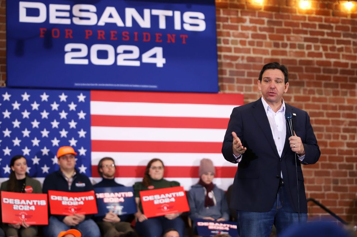 Candidate Ron DeSantis addresses a group of supporters in Davenport, Iowa, on Sat. Jan. 13. During his speech he mentioned his immigration policies.