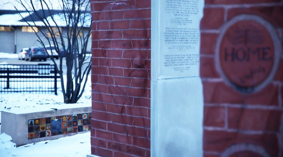 Designed by artists Sonja Henderson and John Pittman Weber, the Martin Luther King, Jr. Living Memorial stands in Marquette (Jacques) Park on the Southwest Side of Chicago.
