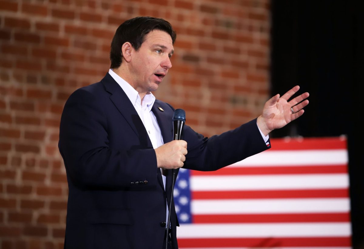 Florida Governor Ron DeSantis speaks to his supporters at the rally in Davenport, Iowa on Saturday, Jan. 14, 2024. DeSantis emphasized the importance of policy reform in education during his campaign. 