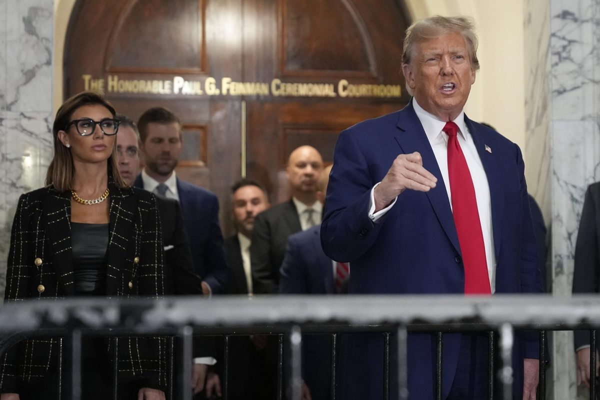 Former President Donald Trump speaks after his defense team finished presenting closing arguments at New York Supreme Court, Thursday, Jan. 11, 2024, in New York. 