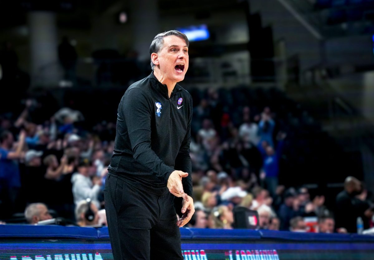 Interim head coach Matt Brady looks on during DePaul's matchup with Xavier Feb. 3, 2024, at Wintrust Arena. Brady took on the job in January after the departure of Tony Stubblefield.