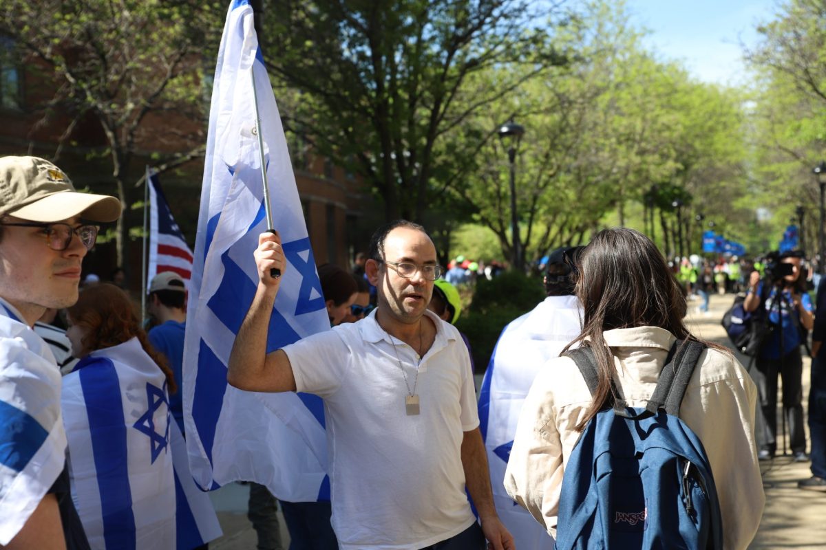 Nick, a Lincoln Park resident, came to DePaul to counter-protest the encampment on the Quad, on April 30 at 3 p.m. 