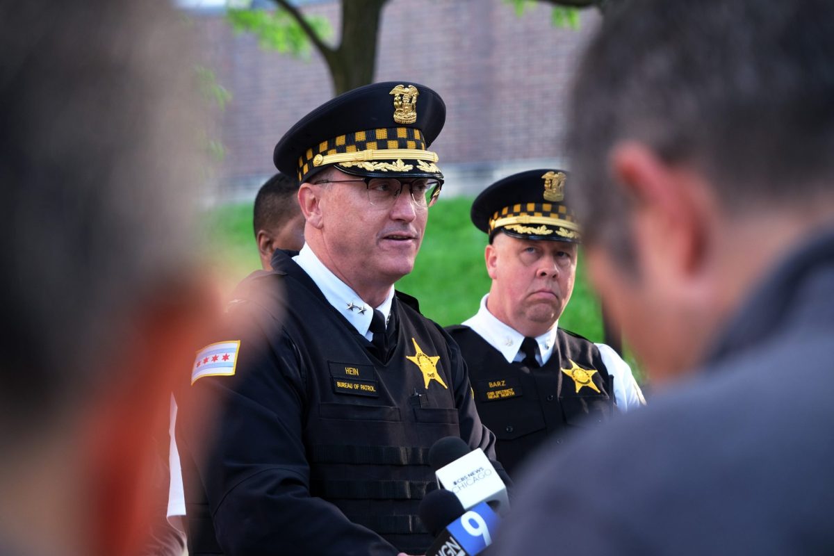 Jon Hein, CPD Chief of Patrol, addresses the press after the removal of the encampment on the Quad on Thursday, May 16, 2024. He said multiple orders were given by DePaul and CPD ordering protesters to leave the encampment.