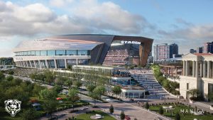 The Chicago Bears unveiled their renderings for a proposed stadium on the citys lakefront April 24, which includes 14 additional acres of recreational park space and athletic fields.
