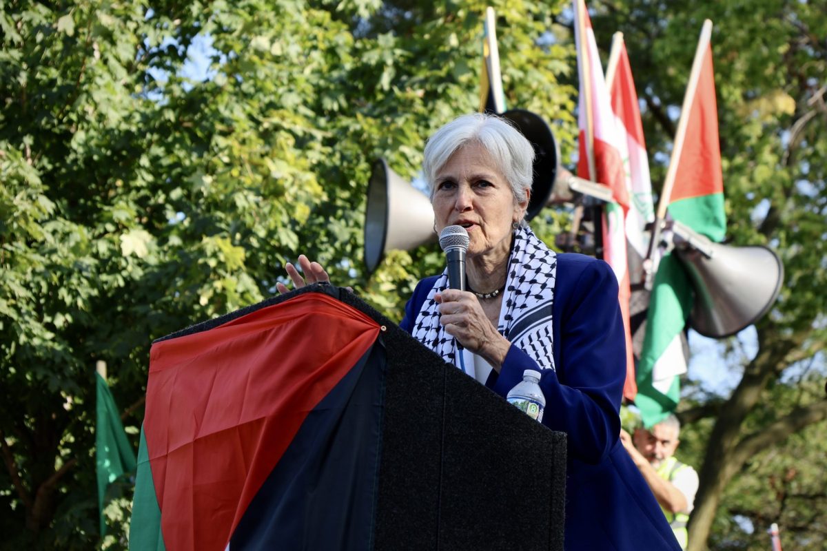 Presidential candidate Jill Stein speaks at a rally at Union Park in Chicago on Wednesday, Aug. 21, 2024. Stein is running for office as the Green Party candidate.