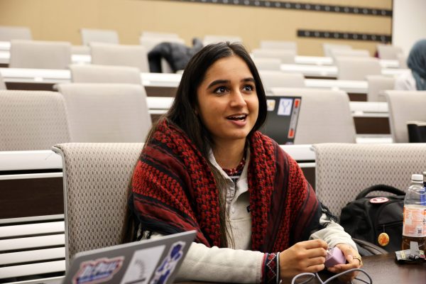 Student Government Association chair of diversity and equity Parveen Mundi speaks during an SGA meeting on Oct. 16, 2024. Mundi, a lead organizer of the DePaul Divest Coalition, helped organize the Gaza Scholars Program initiative.