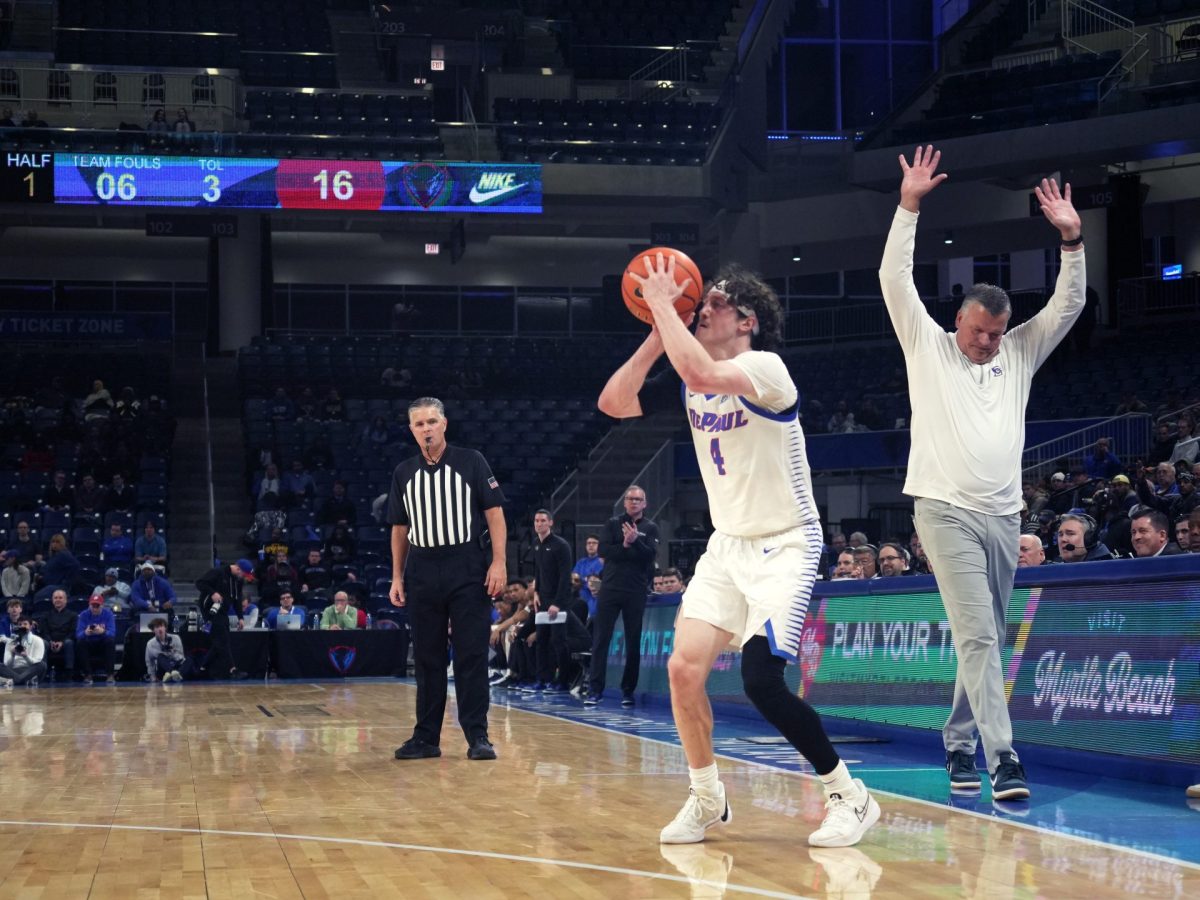 Conor Enright shoots the ball during the first half during DePaul's game against Creighton on Tuesday, Jan. 21, 2025. Enright is the only player that has started all 20 games this season.