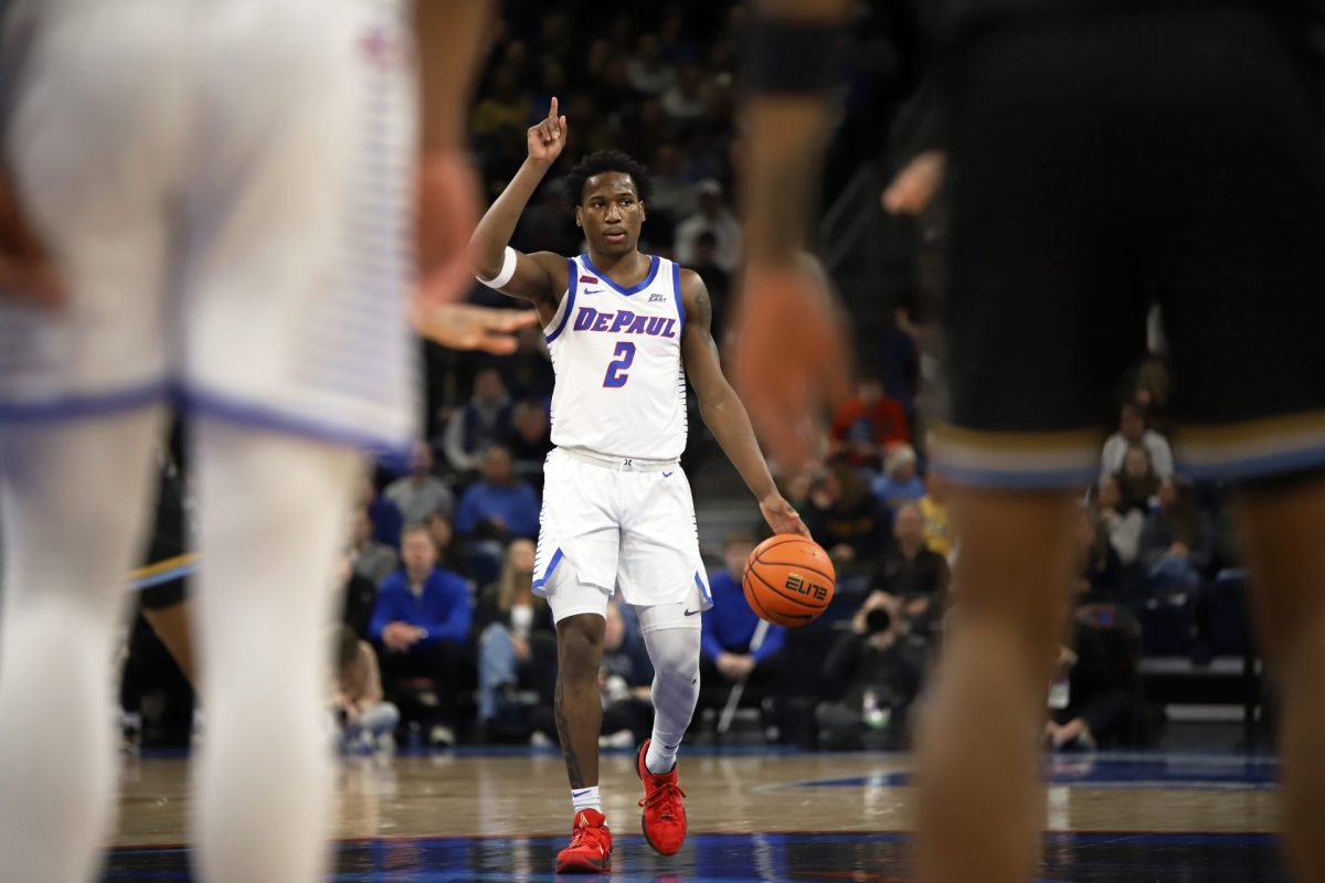 Layden Blocker comes down the court during the first half of DePaul's game against Marquette on Sunday, Jan. 14, 2025, at Wintrust Arena. Blocker is a sophomore. 