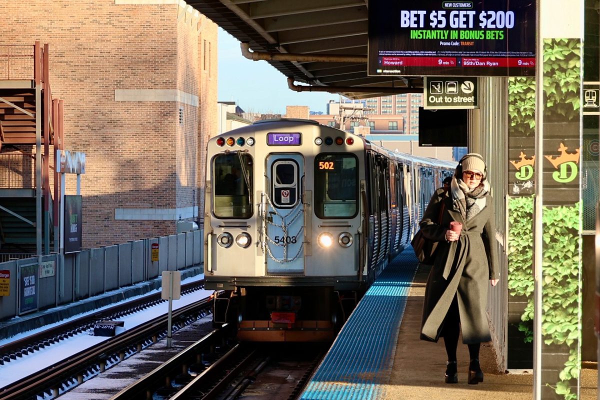 A CTA train heads to the Loop on Friday, Jan. 17, 2025, at the Addison stop. Congestion pricing is designed to incentivize commuters to use public transit instead of driving. 