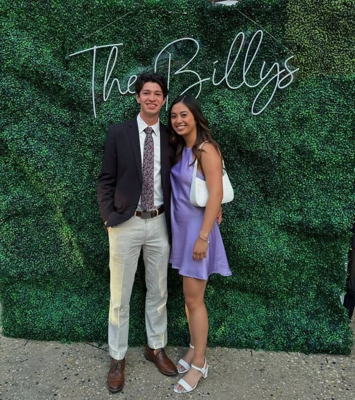 Damian Rodriguez (left) and Ashley Cudiamat (right) at the 2024 Billys Awards show at Old Crow Smokehouse on Tuesday, May 28, 2024. Rodriguez was nominated for DePaul's 2023-24 Male Athlete of the Year.