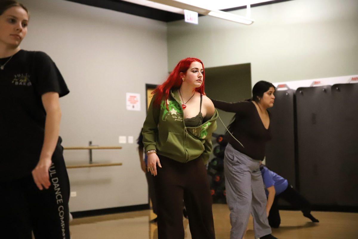 Anna Wilkinson dances with the DePaul Dance Company jazz team in Studio A at the Ray Meyer Fitness & Recreation Center on Wednesday, Feb. 5, 2025. Wilkinson is co-captain of the jazz and hip-hop teams at the company.