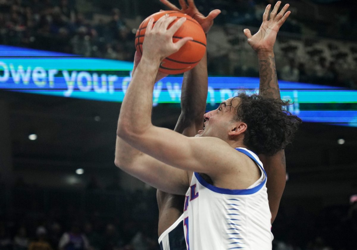 Jacob Meyer looks to make a shot while a player from Butler tries to block on Saturday, Feb. 22, 2025, at Wintrust Arena. DePaul has made 43.7% of their shots this season.