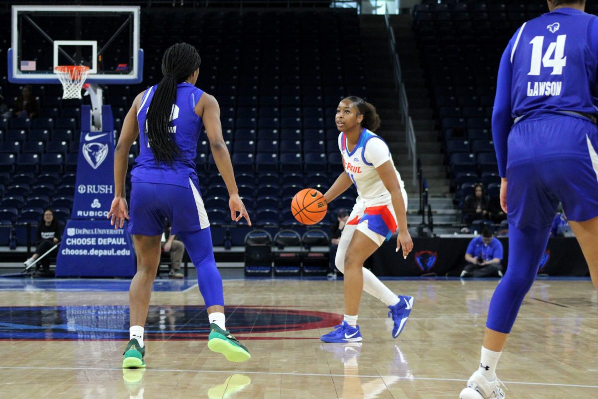 Summer Lee dribbles down the court during the first half of DePaul's game versus Seton Hall on Friday, Feb. 1, 2025. DePaul has averaged 63.4 points per game against Big East opponents this season.