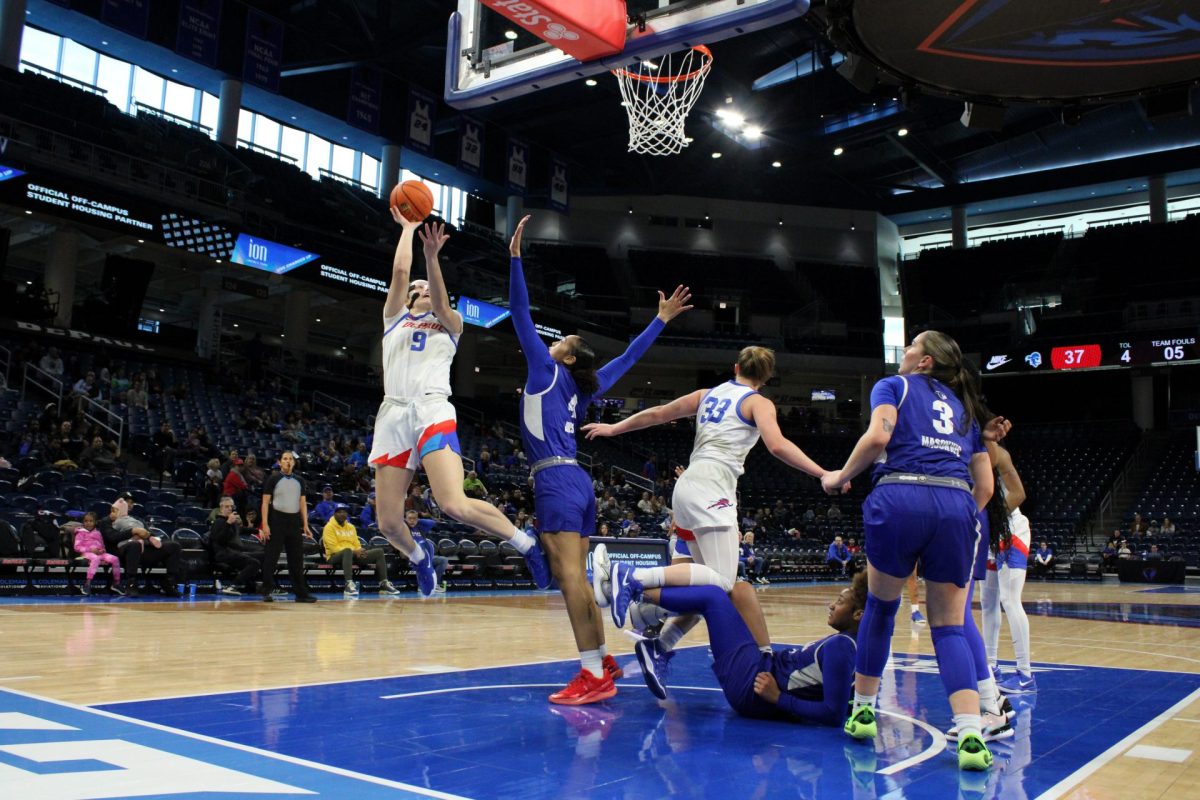 Meg Newman shoots during the second half against Seton Hall at Wintrust Arena on Friday, Feb. 1, 2025. DePaul lost to Seton Hall 72-55.