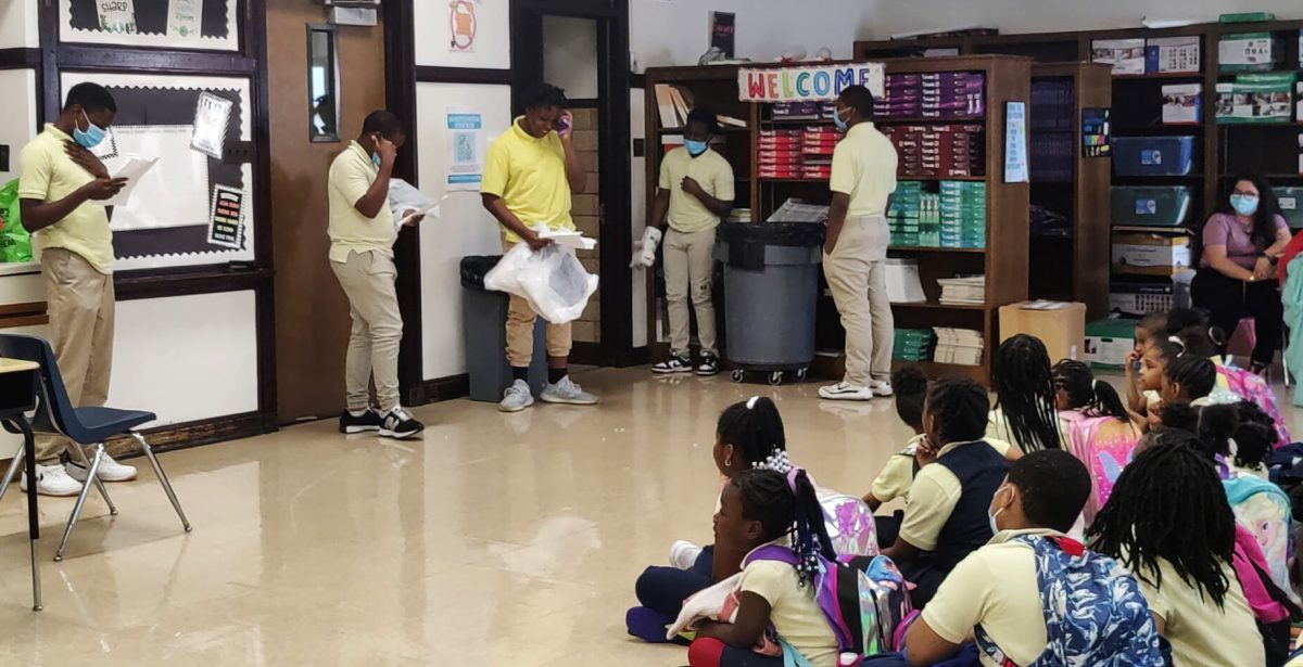 Students at James Farmer Jr Elementary school participate in celebratory Black History Month activities. These have included schoolwide presentations on Black history and students dressing as historical figures for a schoolwide “wax museum.”