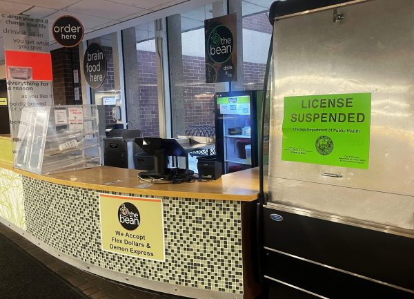 The Bean Cafe, sits closed on Saturday, Feb. 22, 2025, in the Schmitt Academic Center on Lincoln Park Campus. The cafe's food safety license was suspended on Feb. 20, for posing a risk of foodborne illness.