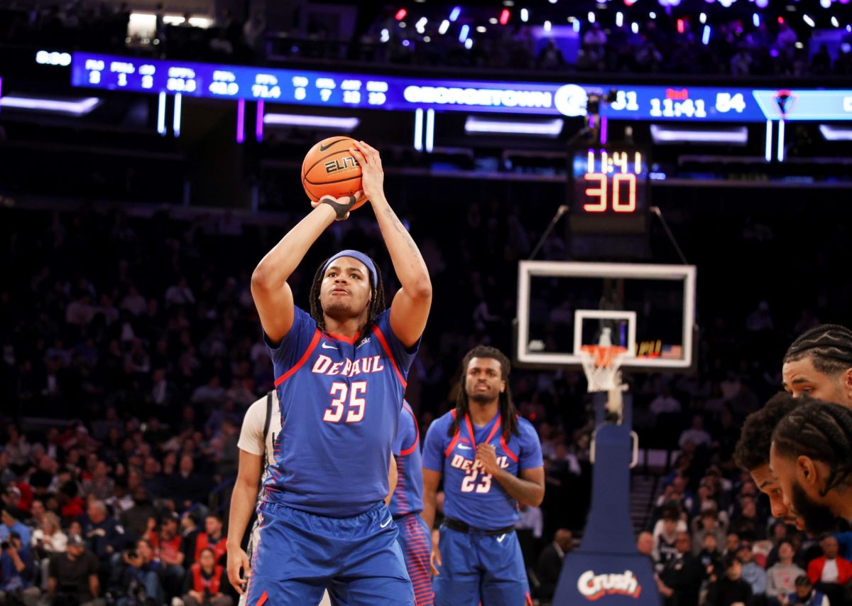 NJ Benson shoots a free throw on Wednesday, March 12, 2025, at Madison Square Garden. Benson led the way with 18 points in 18 minutes.