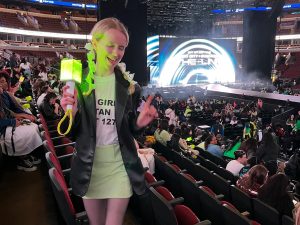 Peyton Hopp stands during NCT 127’s concert on Monday, January 9, 2023, at the United Center. Hopp has been into K-pop since February 2021. (Photo provided by: Peyton Hopp)