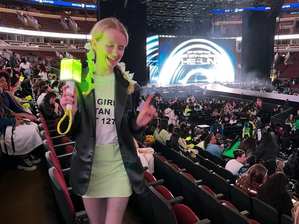 Peyton Hopp stands during NCT 127’s concert on Monday, January 9, 2023, at the United Center. Hopp has been into K-pop since February 2021. (Photo provided by: Peyton Hopp)